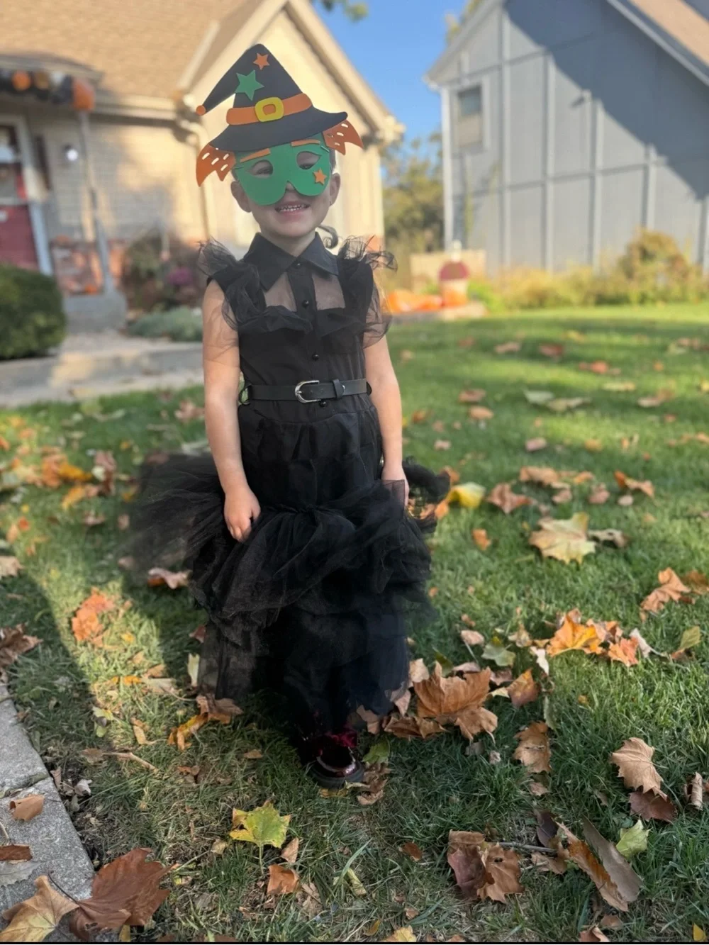 Black Layered Tulle Halloween Costume Dress for Kids
